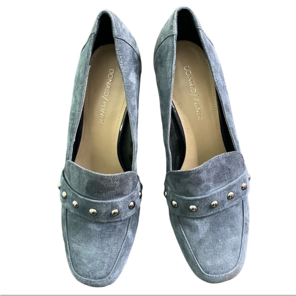 🩶 Donald J Pliner Peggi Studded Metallic Suede Pump 8.5M